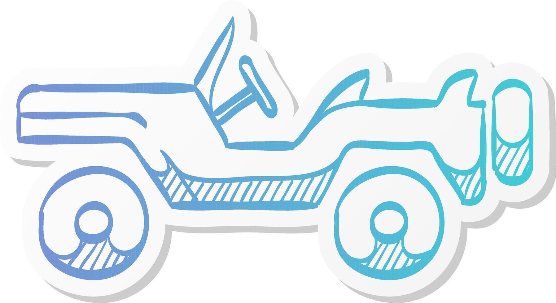 military vehicle icon in sticker color style offroad 4x4 vector