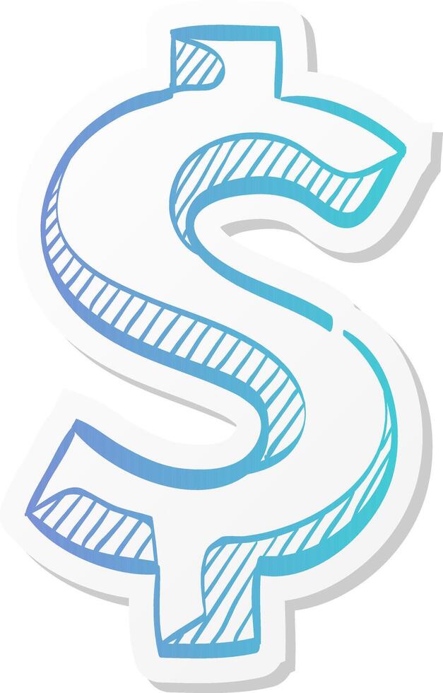 dollar sign icon in sticker color style usd, america vector