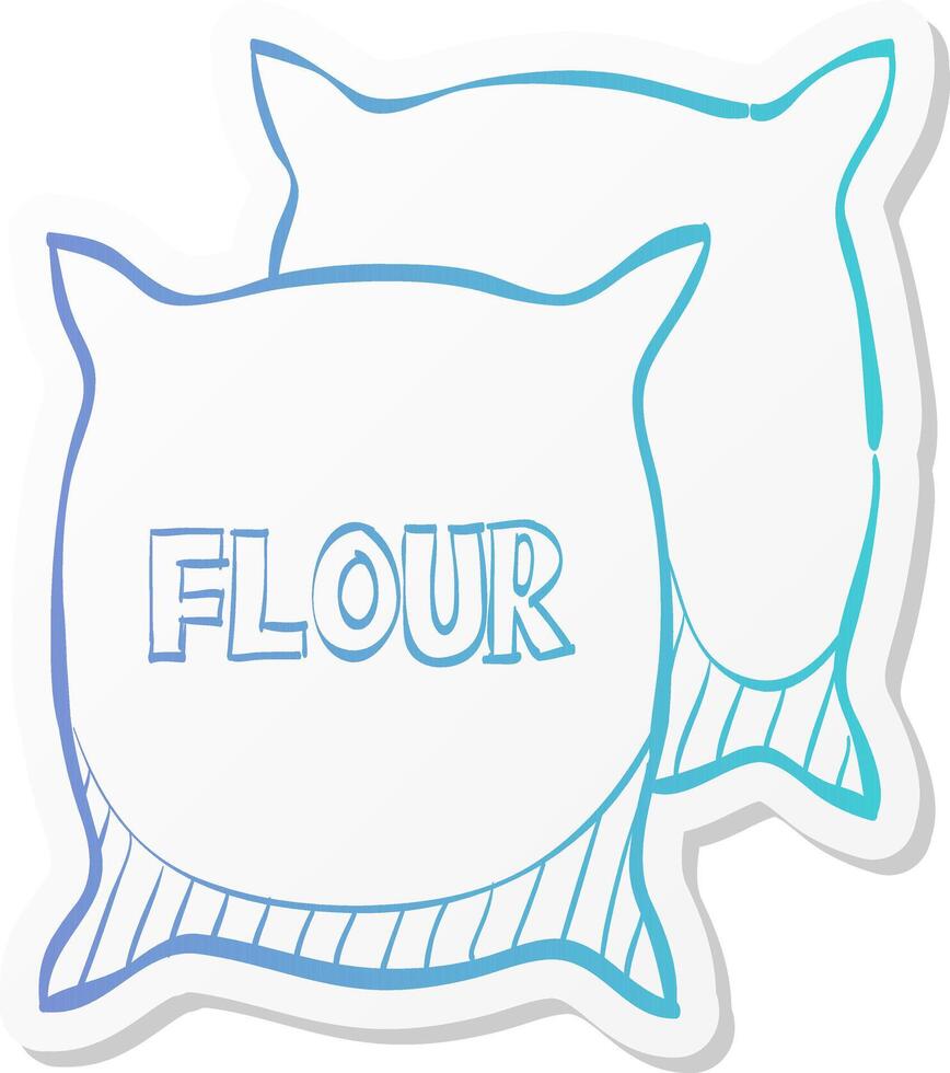 flour sack icon in sticker color style agriculture cereal burlap food baking wheat vector