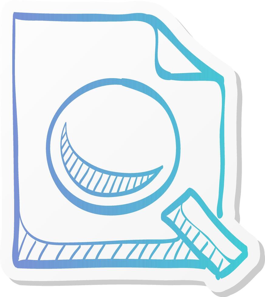 magnifier icon in sticker color style zoom explore find locate paper document files vector