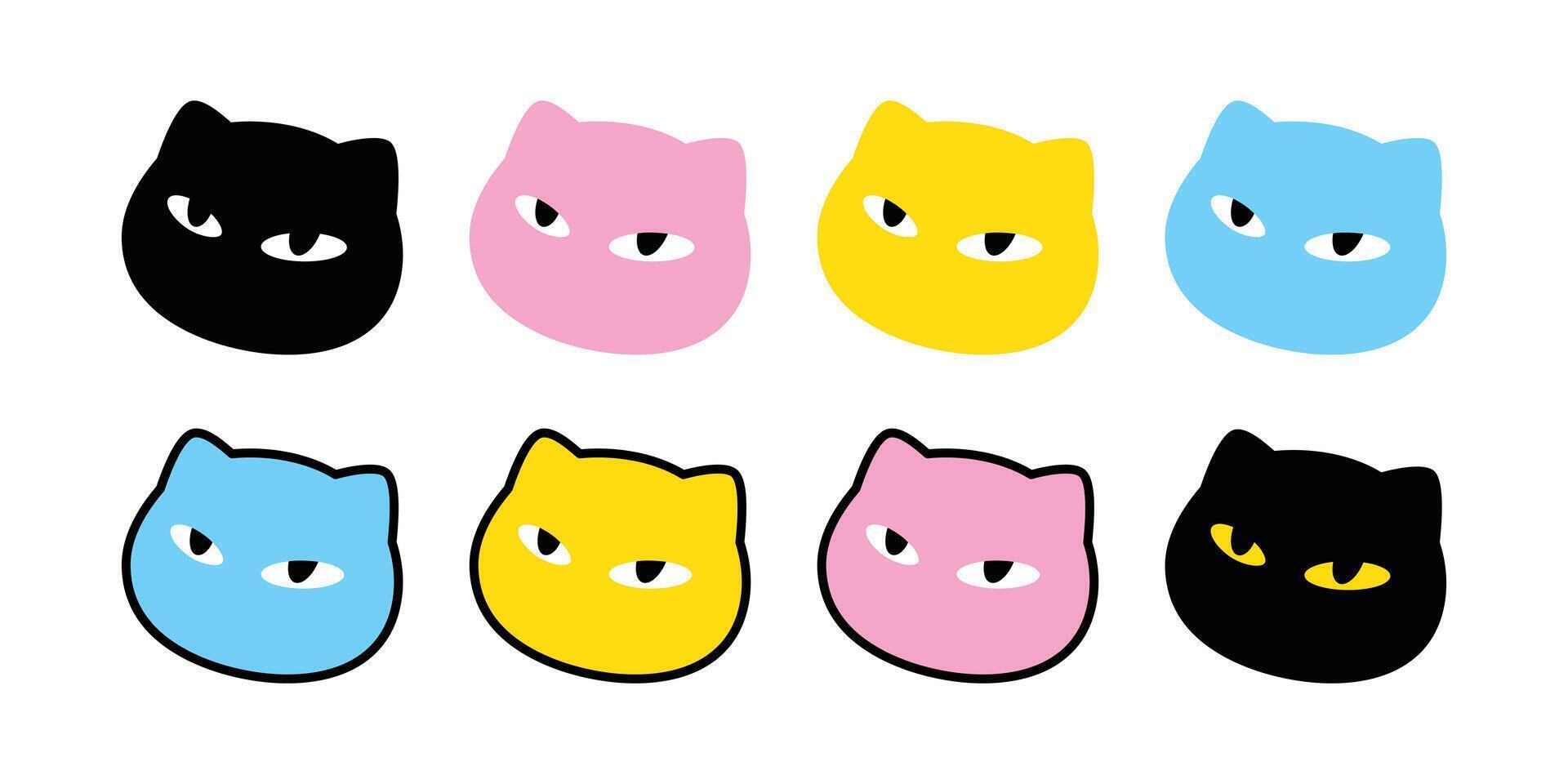cat kitten face head icon cartoon character pet doodle pastel color symbol illustration clip art isolated design vector