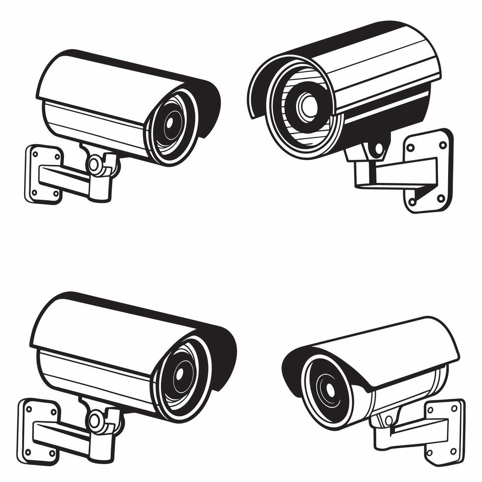 CCTV security camera illustration on white background vector