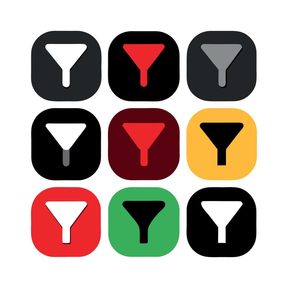 Nine Filter Icons in Various Colors vector