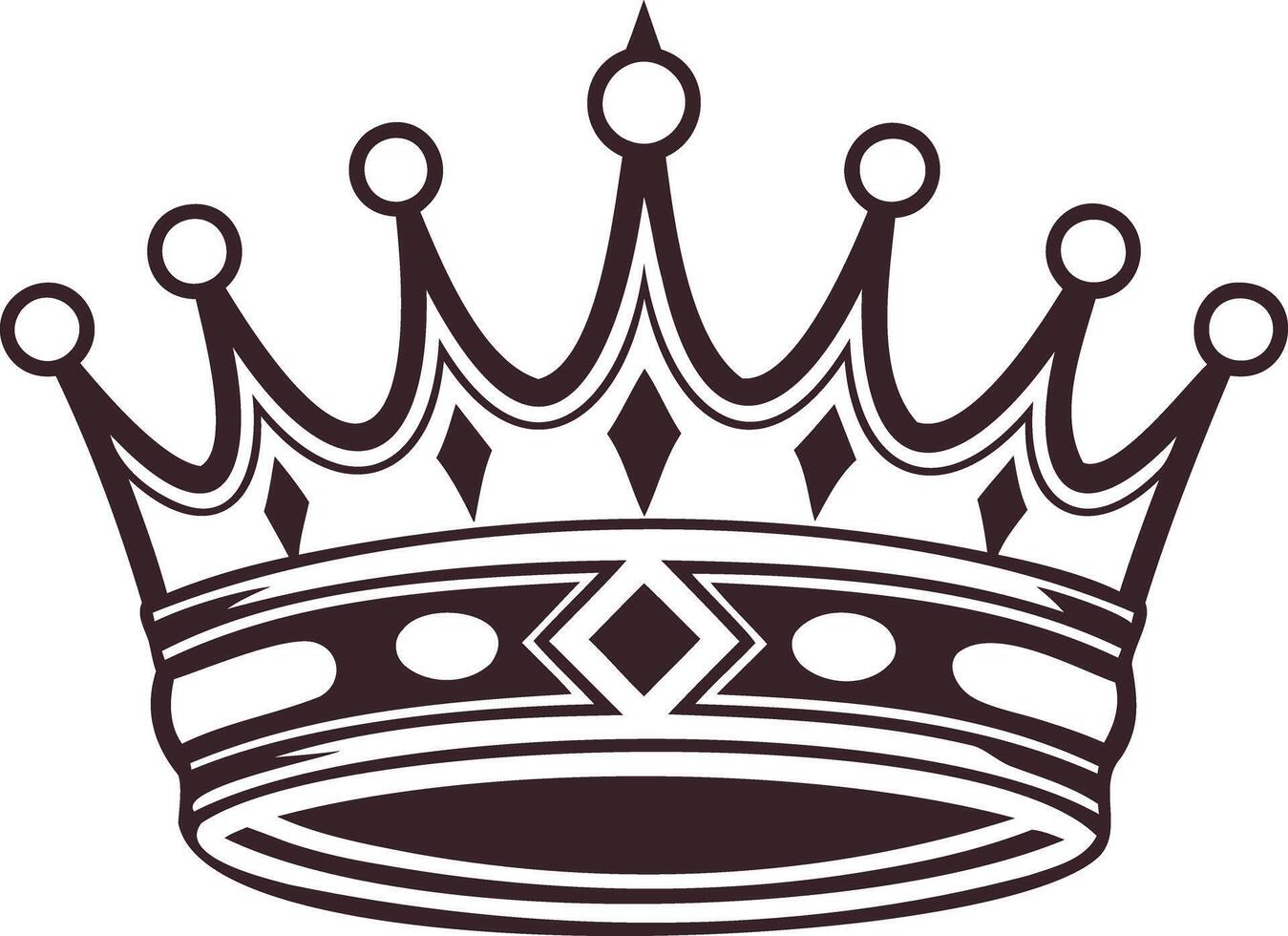 A sophisticated, stylized crown graphic, perfect for logos, branding, or any design project needing a regal touch. vector