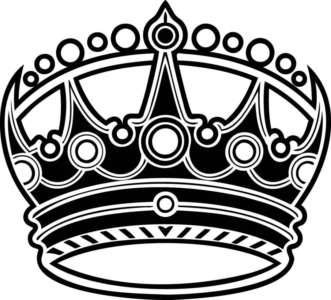 Ornate Crown Design in Black and White vector