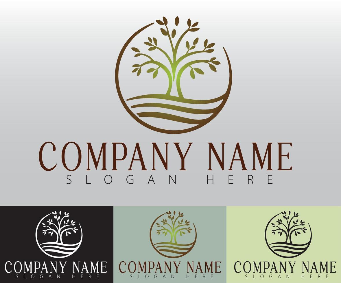 Tree logo serves as an ideal visual representation for branding purposes, capturing the essence of growth, balance, and a holistic approach to well-being through its clean and natural aesthetic. vector
