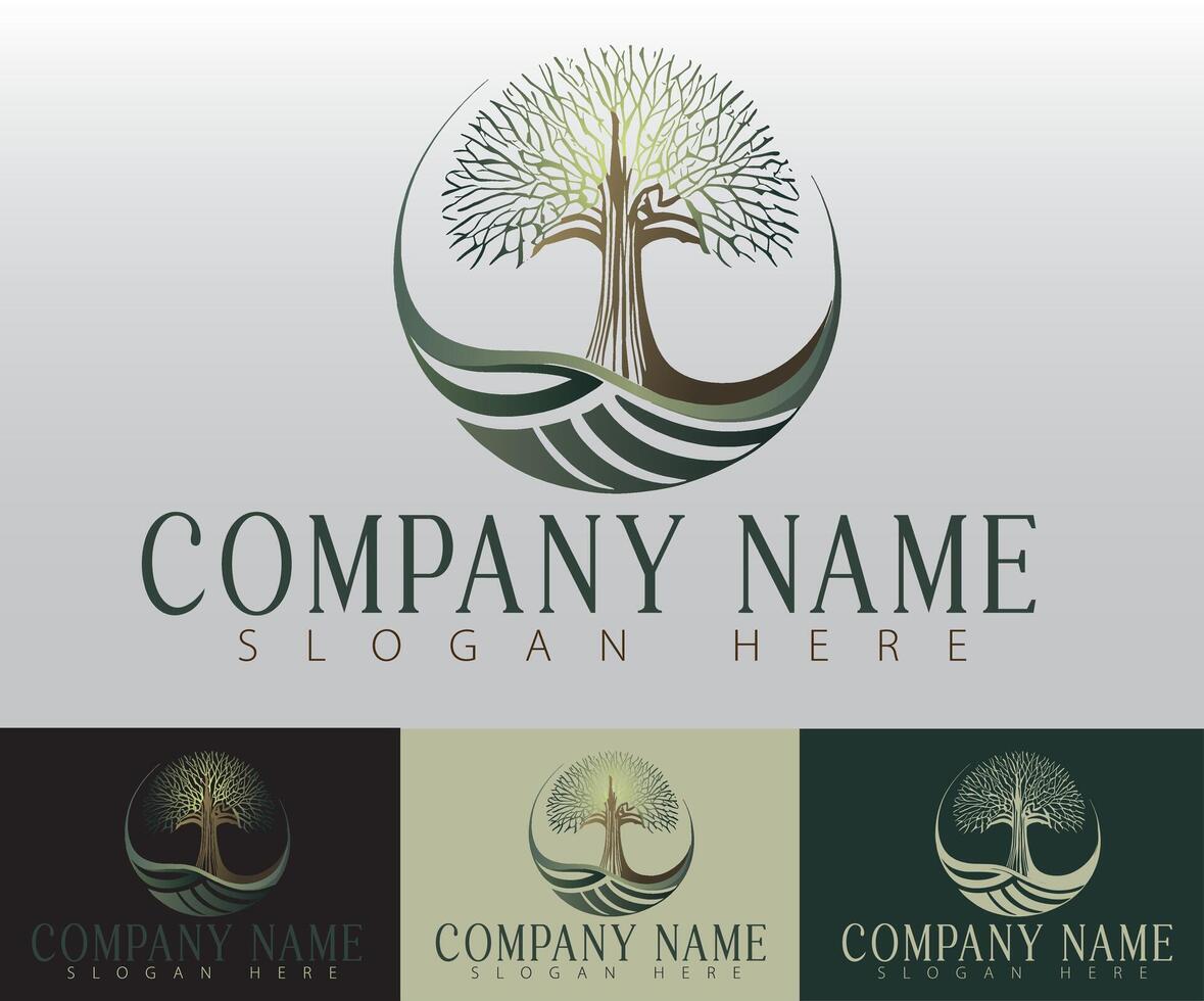 A creative and impactful logo design concept focused on the image of a tree, specifically crafted for a company that specializes in health, wellness, and natural products. vector