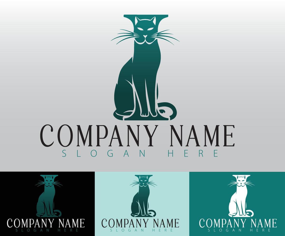 The design features a cat figure that elegantly merges with the curves of the letter I for a sleek look. vector