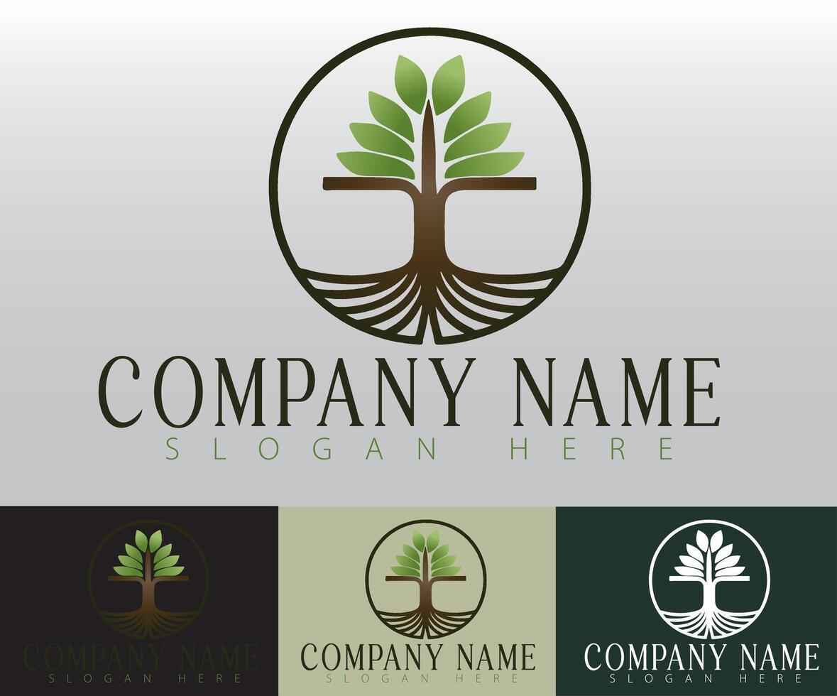 A tree logo design that highlights the importance of well-being while championing the values of sustainability. vector