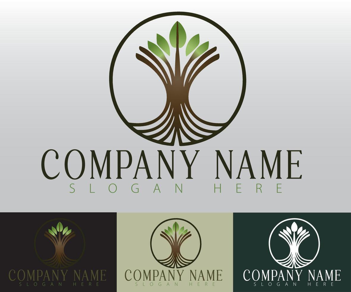 A tree logo design that emphasizes well-being and upholds the principles of sustainability. vector