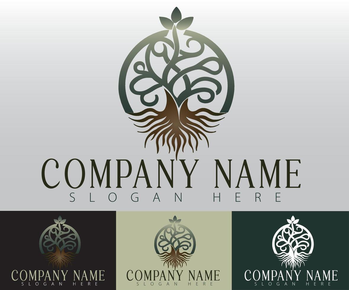 A tree logo designed for a health and wellness company, highlighting its connection to nature and sustainability. vector