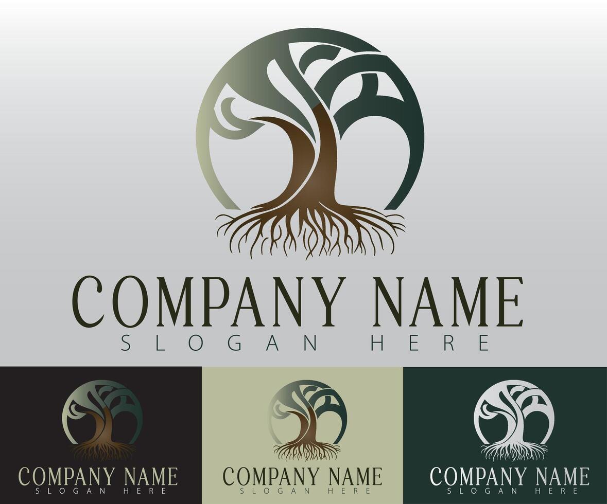 A vibrant tree logo design that captures attention with its simplicity while maintaining an elegant and minimalistic style, perfectly suited for modern branding needs. vector