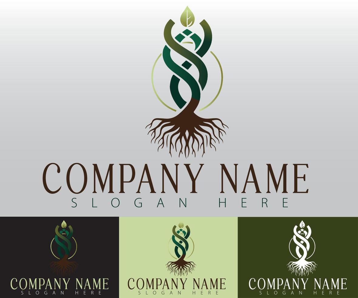 A logo that features a contemporary and simplistic tree design, ideal for branding a natural product line centered on plants and a botanical wellness spa. vector