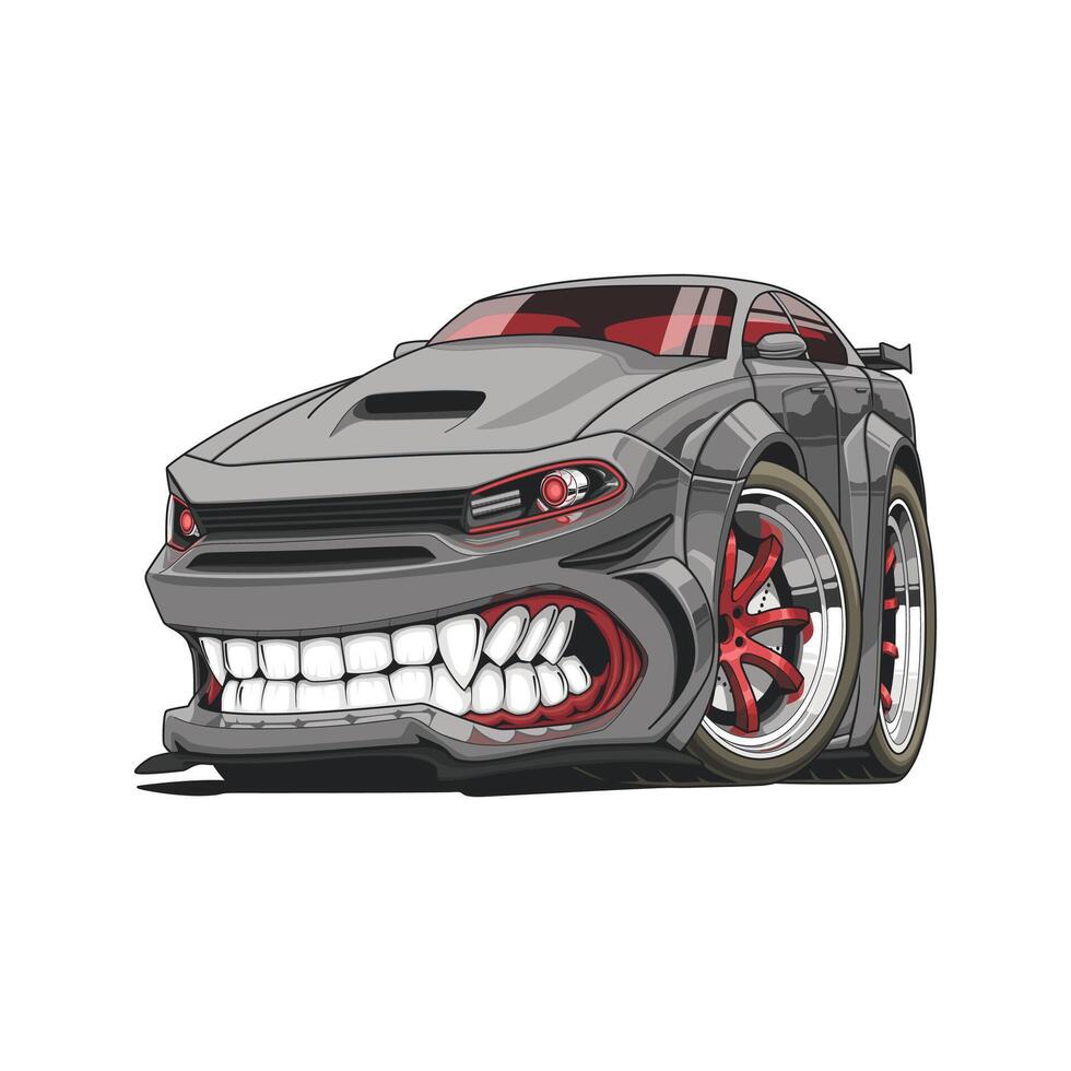 Cartoon illustration of american muscle car. Perfect for automotive enthusiasts or car lovers. Fit for t-shirt or sticker. vector