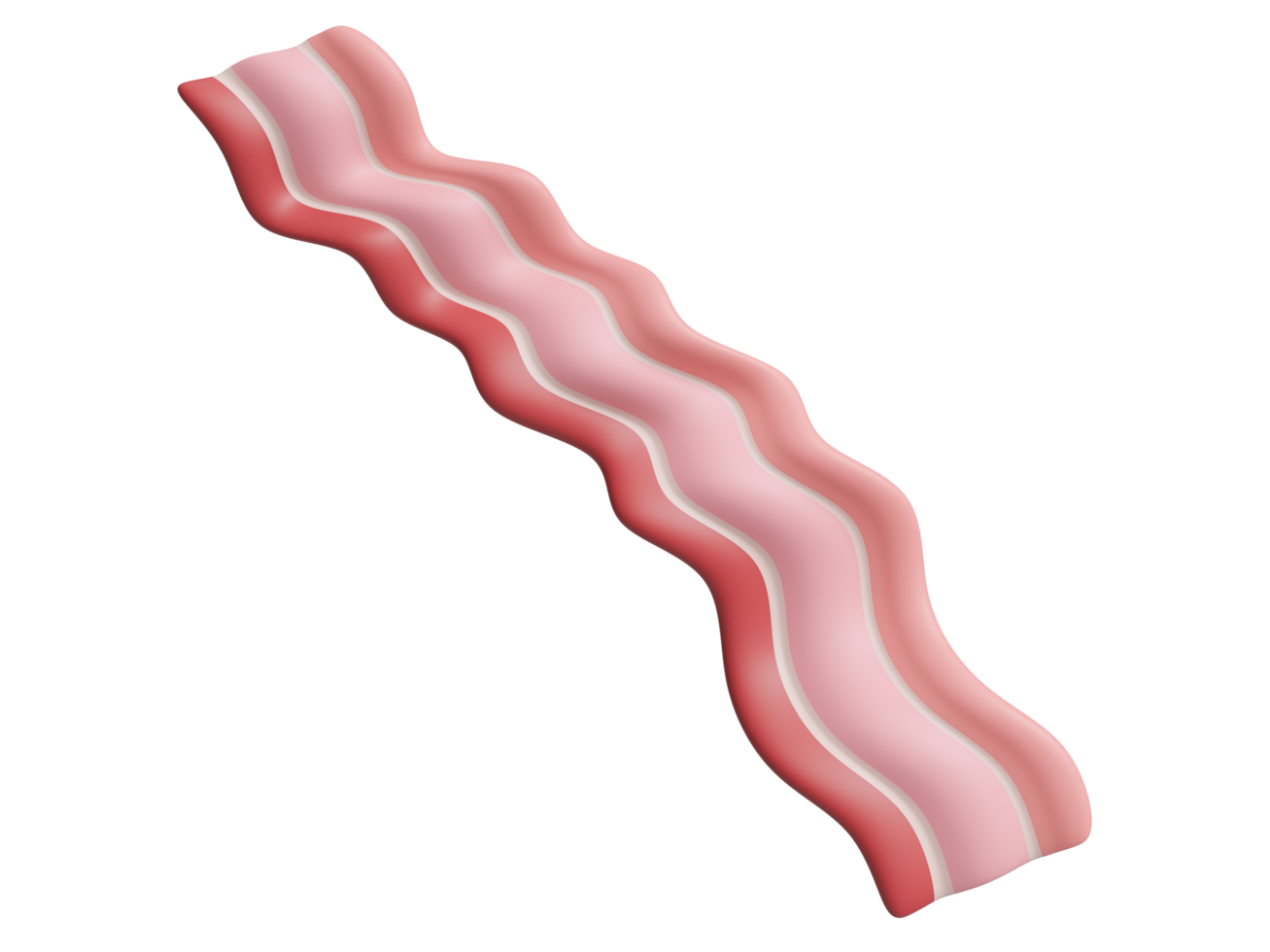 Realistic 3d bacon with transparent background in an everyday breakfast concept. 3d rendering png
