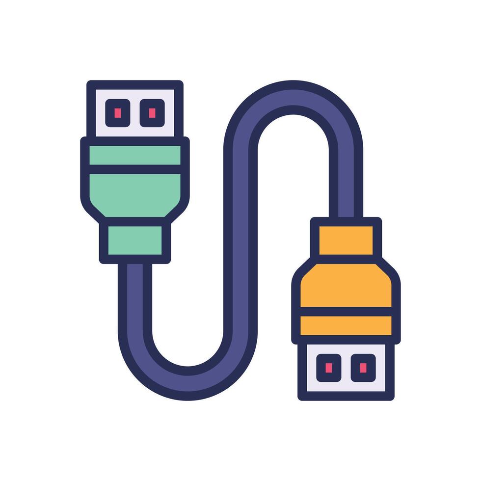 usb plug filled color icon for your website, mobile, presentation, and logo design. vector