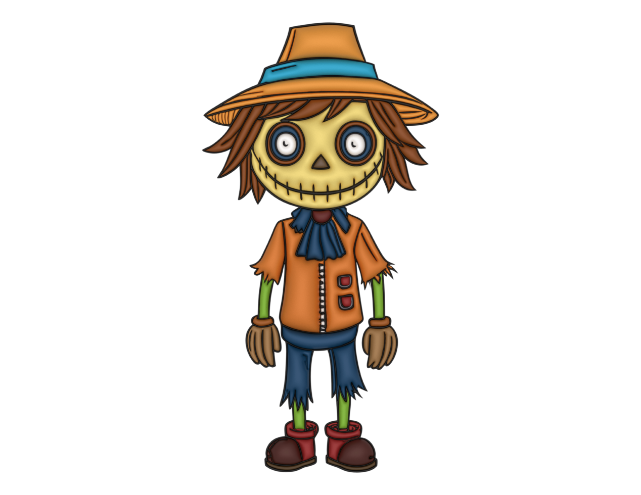 a flat 3d spooky scarecrow png