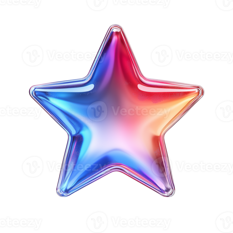 Vibrant and Shiny Colorful Star Design with Glossy Finish png