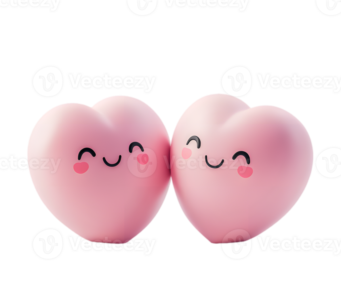 Adorable Smiling Pink Hearts for Valentine Day Designs png