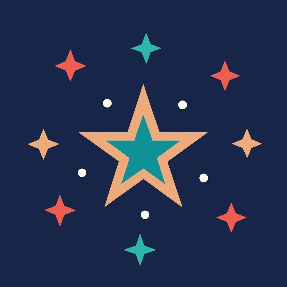 a star with colorful stars on a blue background vector