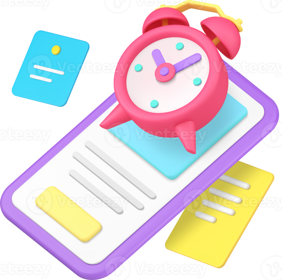 Smartphone app alarm clock reminder notification 3d icon png