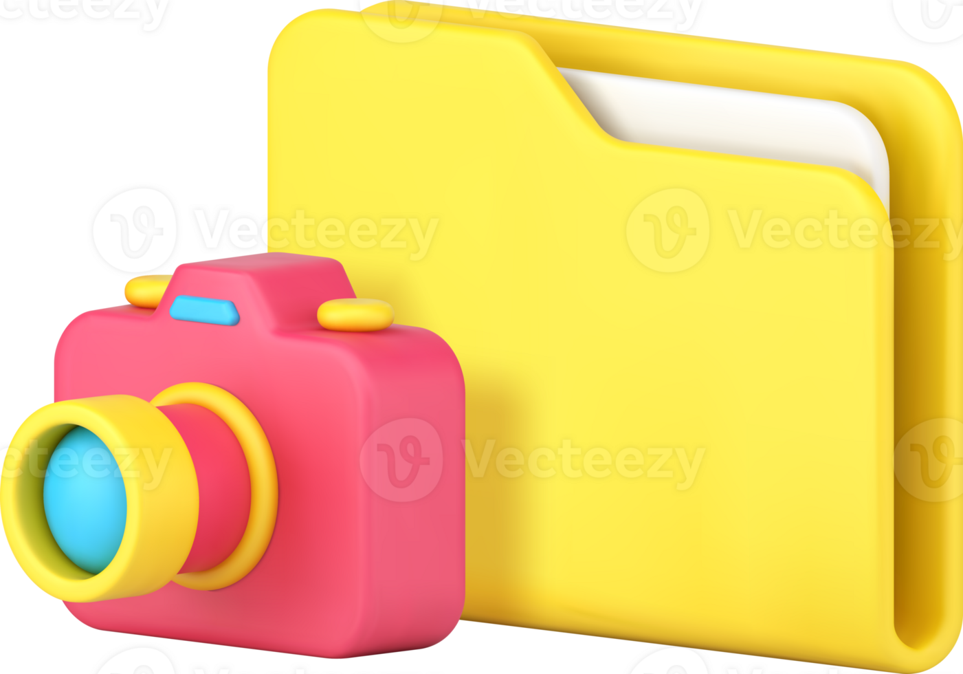 Multimedia content storage folder with camera 3d icon illustration png