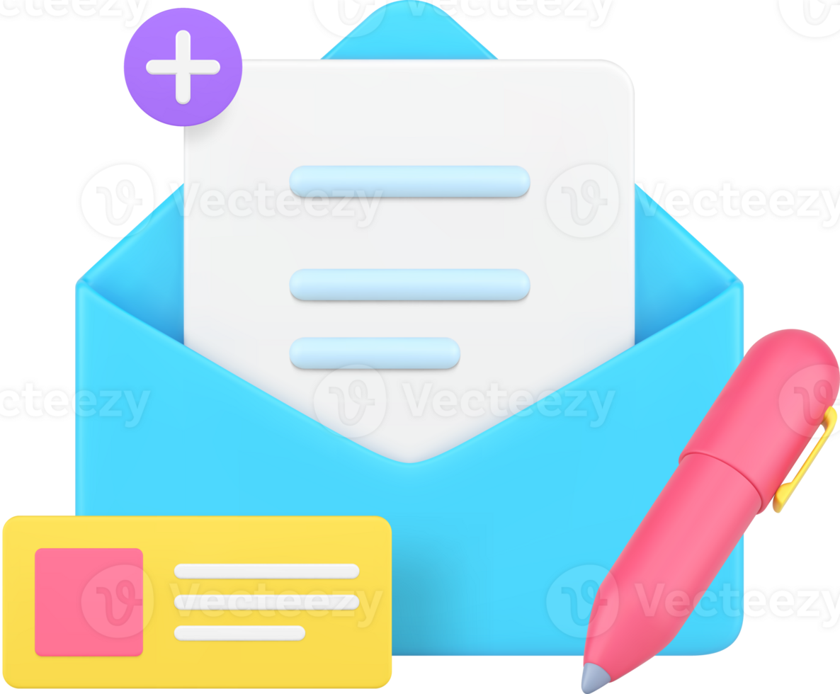 New letter message send correspondence 3d icon illustration png
