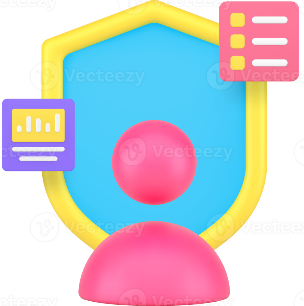 Personal data account security 3d icon illustration png