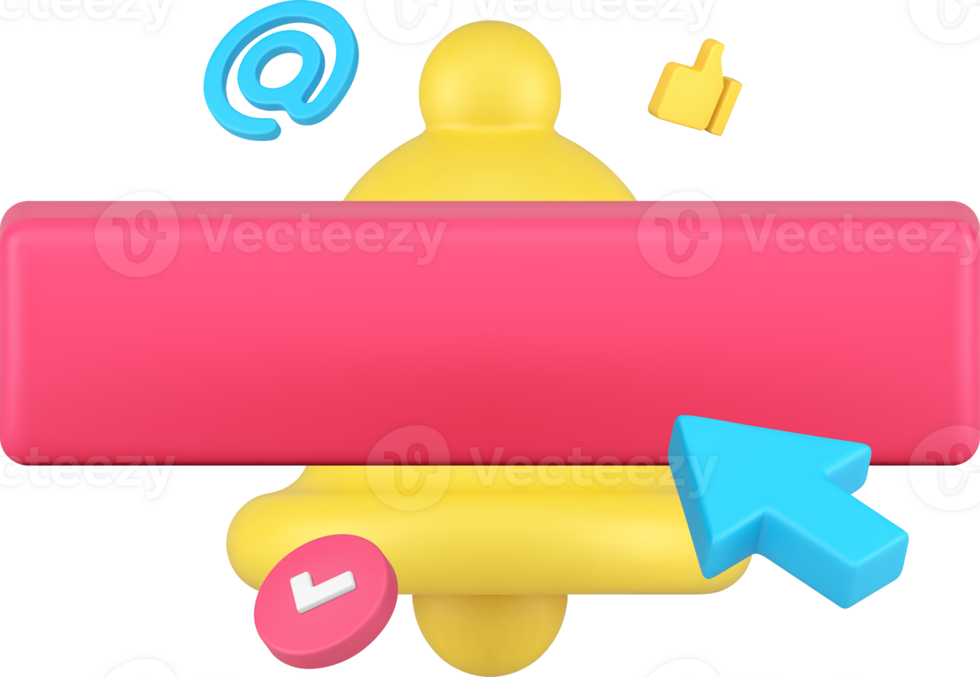 Push button notification interface reminder with empty bar 3d icon png