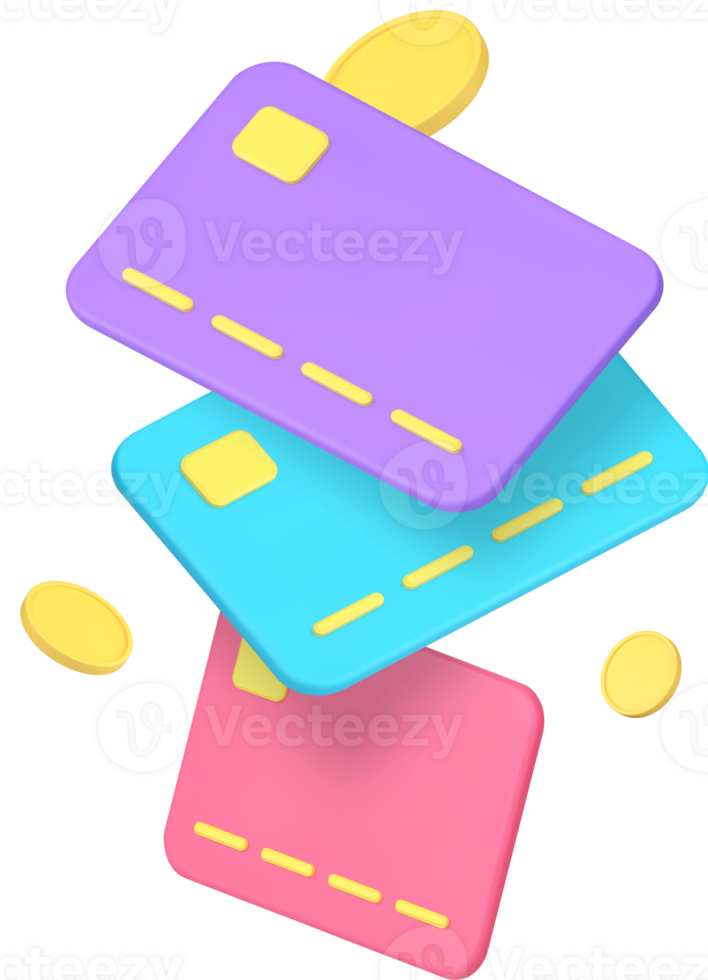 Cashback financial payment bonus falling credit card 3d icon png