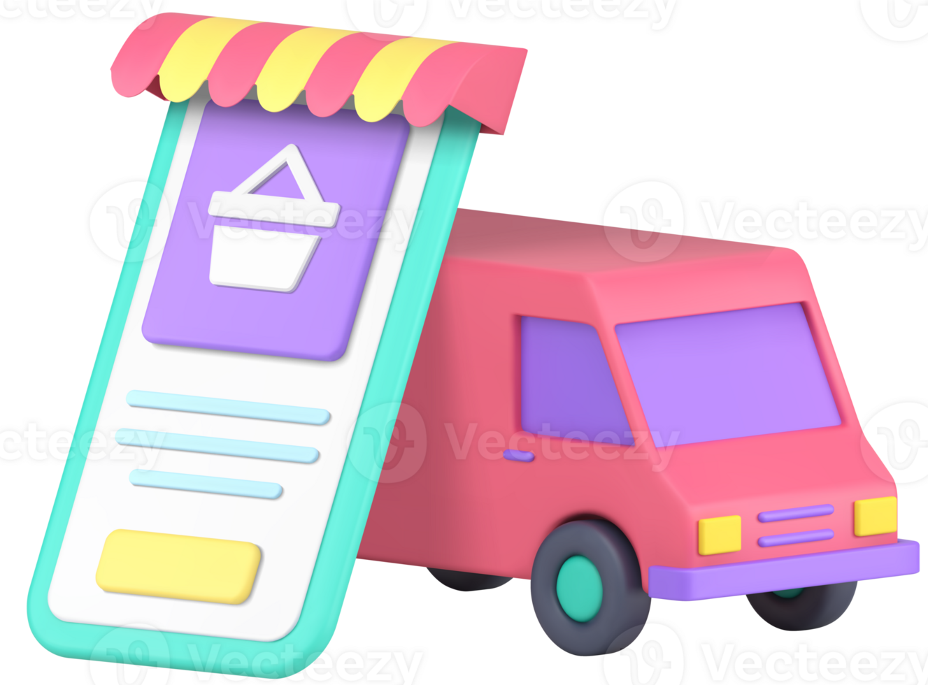 Online shopping order purchase delivery smartphone 3d icon png