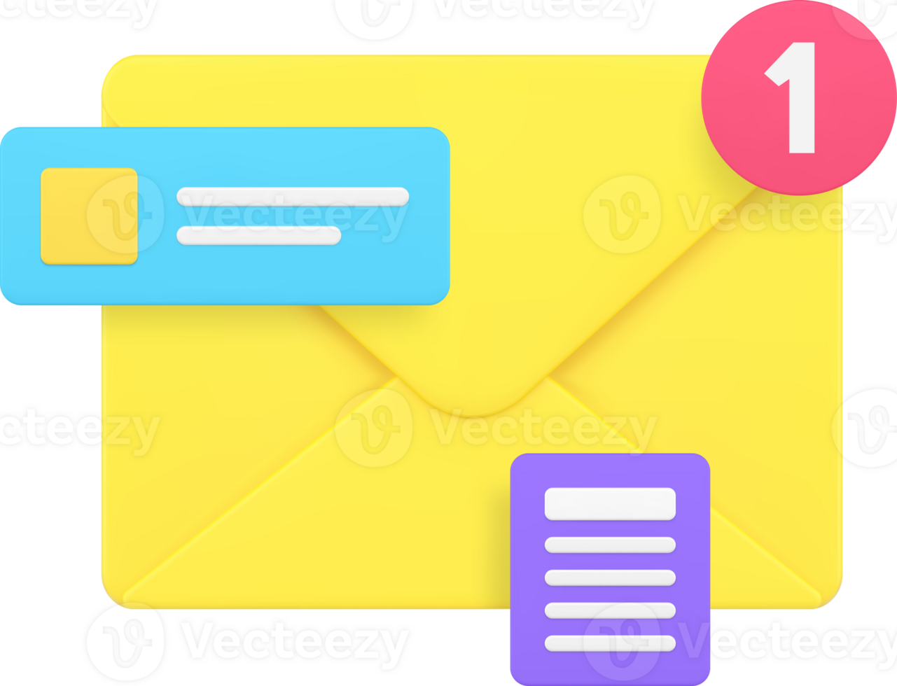 Incoming message inbox letter document notification 3d icon png