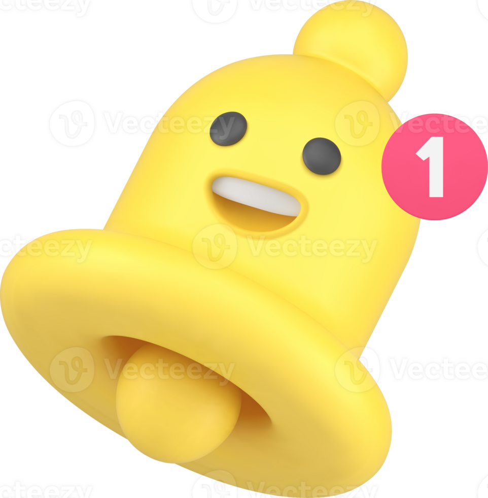 Ring bell incoming notification comic emoticon 3d icon illustration png