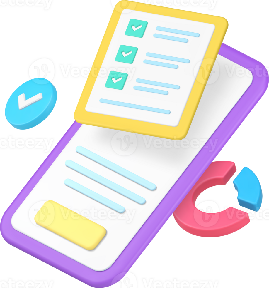 Productivity and efficiency work analyzing smartphone app 3d icon realistic illustration png
