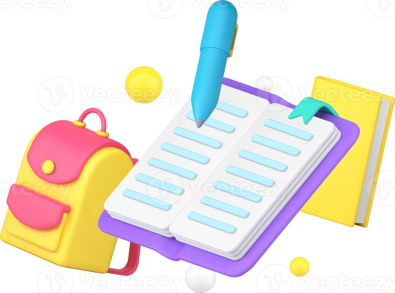 Back to school education student lesson 3d icon illustration png