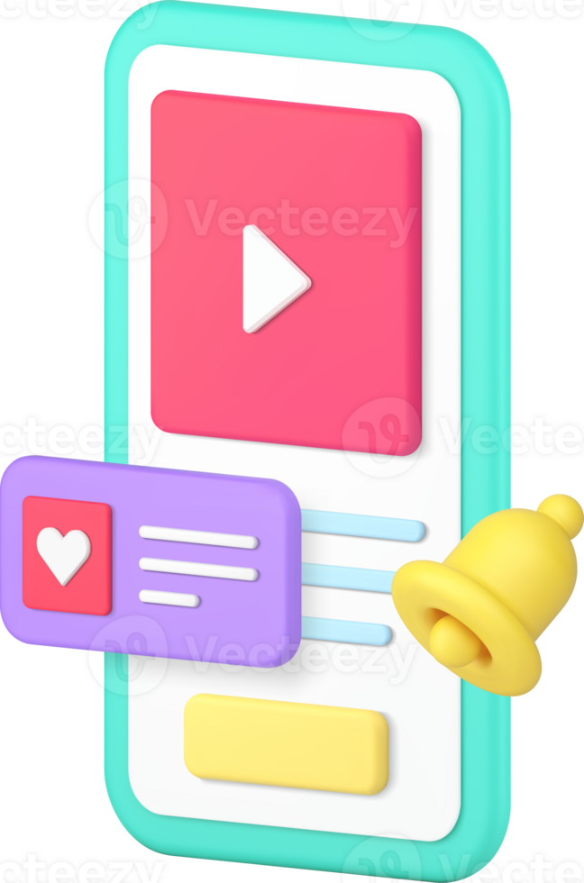 Social networks media content alert comment follow app 3d icon png