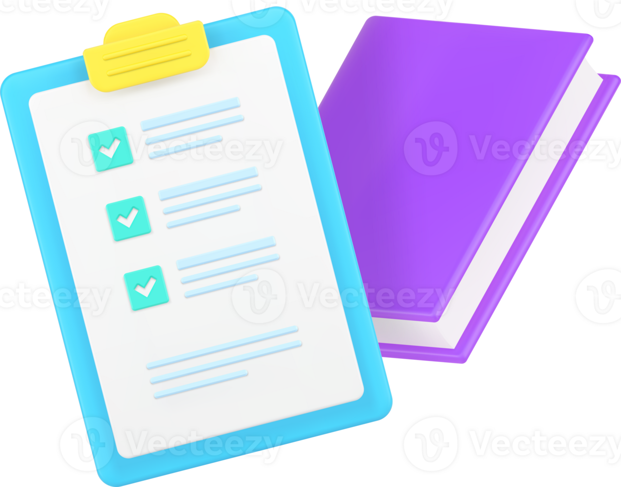 Book reading to do list complete time management education 3d icon realistic illustration png