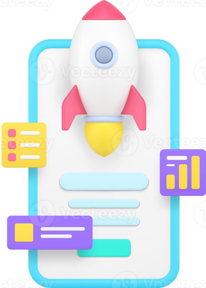 Mobile application startup digital marketing 3d icon illustration png