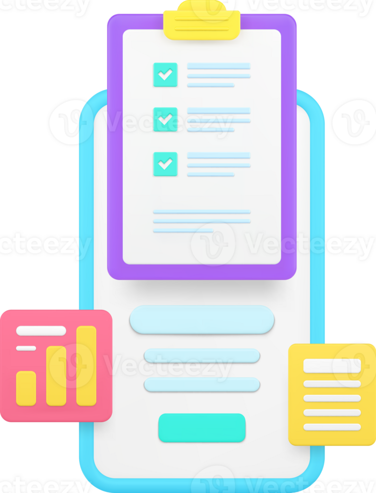 Time management to do list smartphone application 3d icon realistic illustration png