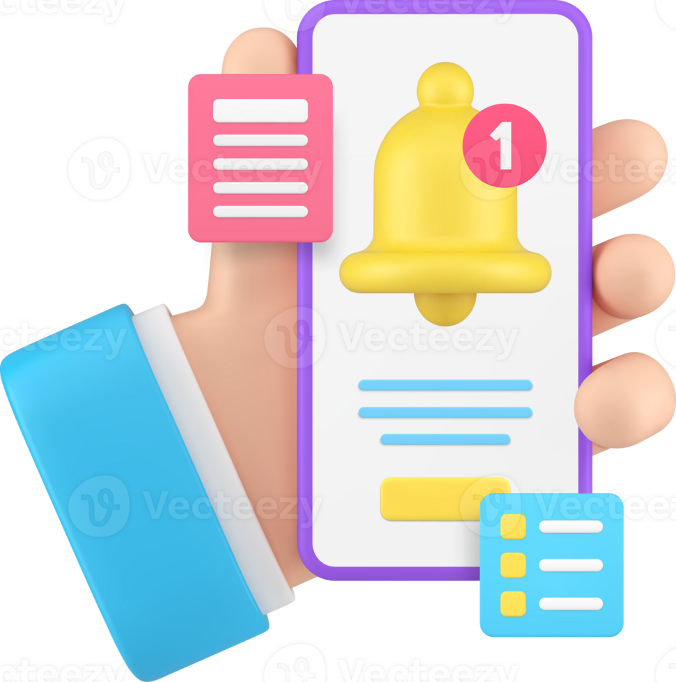 Smartphone reminder notification 3d icon realistic illustration png