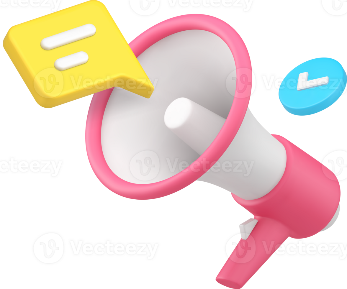 Advertising announce email marketing campaign news broadcast megaphone 3d icon realistic png