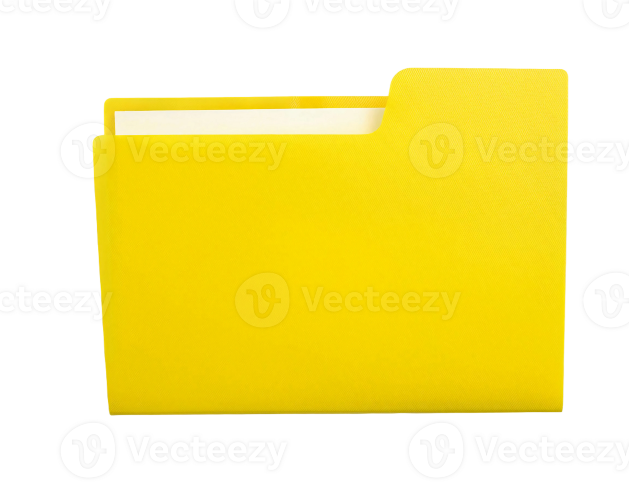 yellow file folder with white papers isolated background front view png