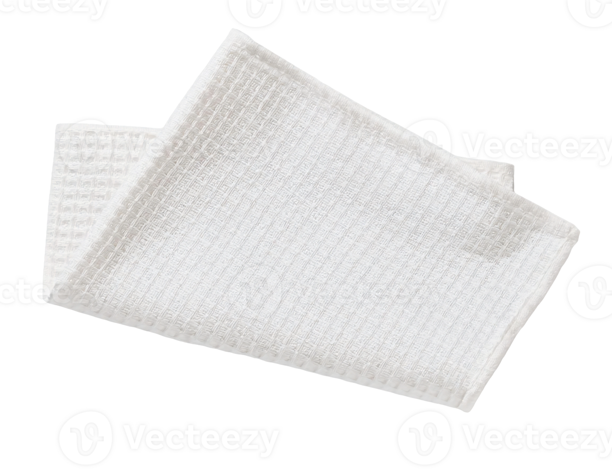 folded white waffle-textured cotton towel on isolated background png