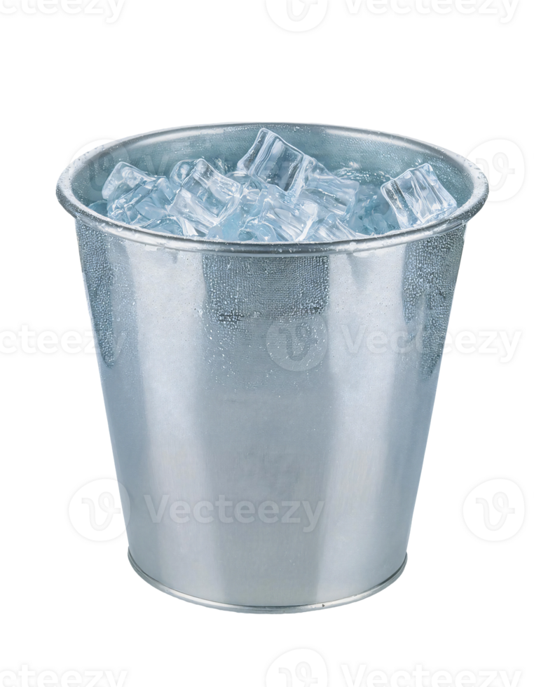 metal bucket filled with ice cubes isolated background png