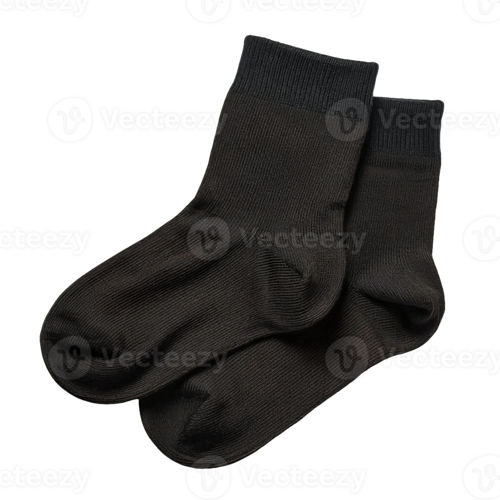 solid black socks isolated background, classic minimalist design, unisex soft knitwear for everyday wear and formal occasions, versatile lightweight footwear png