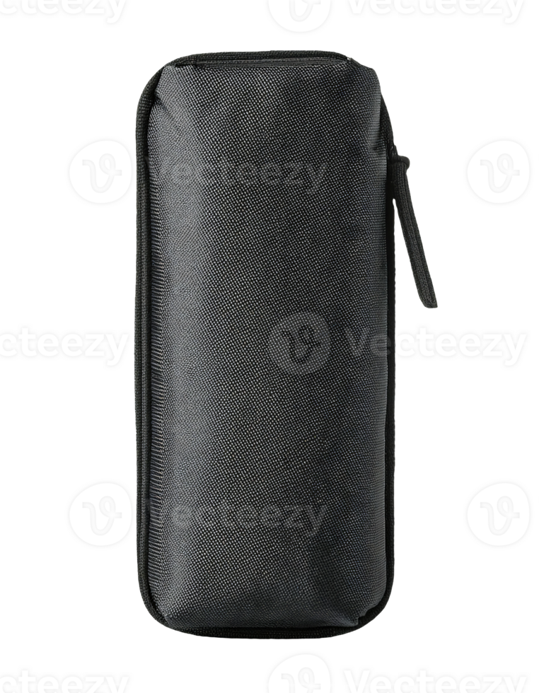 black zippered travel pouch for accessories and electronics with durable fabric design isolated background png