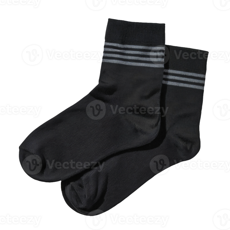 black ankle socks with striped pattern isolated background, minimalist design, high-quality fabric, comfortable and durable, essential fashion accessory for everyday wear png