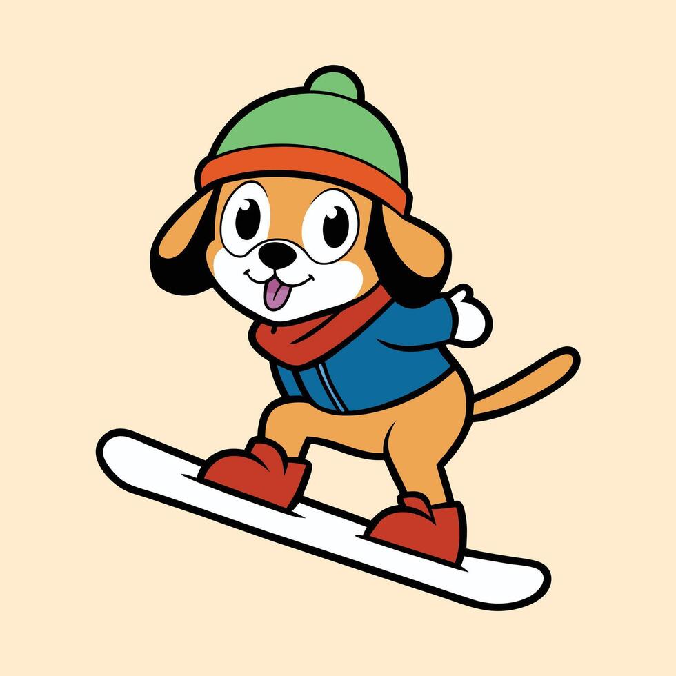 Cute Beagle Snowboarding Design vector