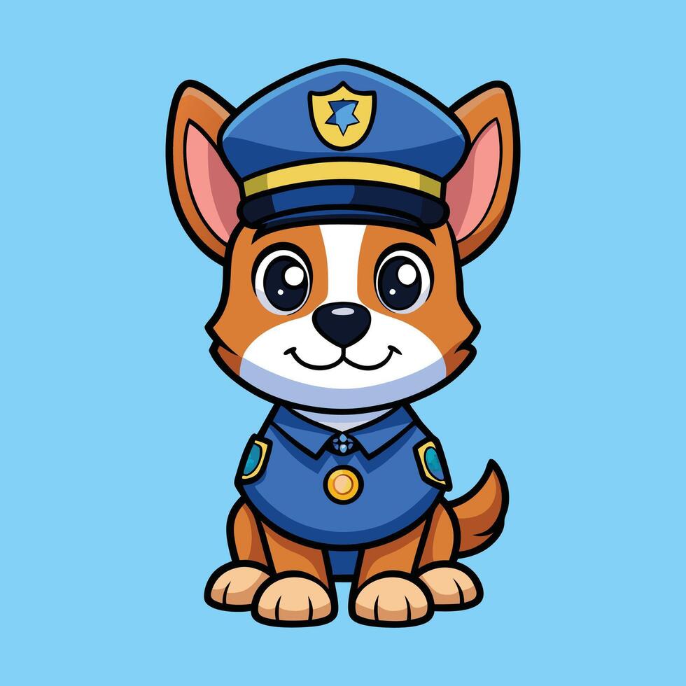 Beagle Police Cartoon Doodle Art Color Background vector