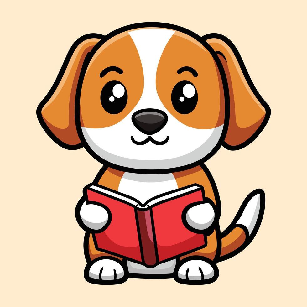 Beagle reading a book upside down vector